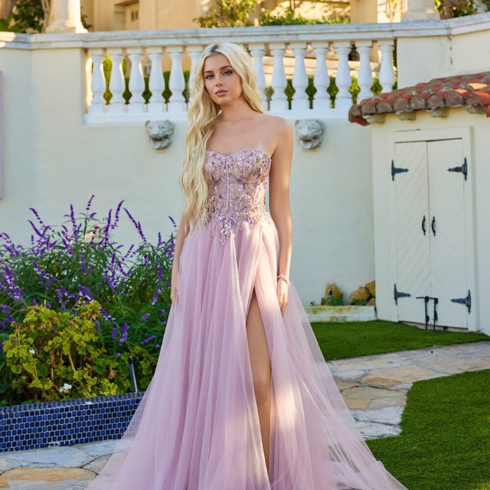 New Rose Sleeveless Graduation Beaded Long Gown w/ Sweetheart Neckline JT2640G